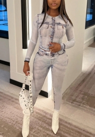 (Not Jeans)2022 Styles Women Fashion INS Styles Print Lon Sleeve Tops + Long Pants Two Piece Suit