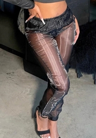 (Real Image)2022 Styles Women Fashion INS Styles Black Mesh Long Pants