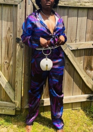 2022 Styles Women Fashion INS Styles Floral Shirts Tops and Long Pants Two Piece Suit