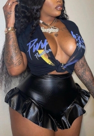 (Real Image)2022 Styles Women Fashion INS Styles PU Ruffle Short Pants