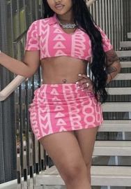 (Real Image)2022 Styles Women Fashion Instagram Styles Print Crop Tops+Skirts Two Piece Dress