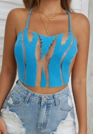 (Real Image)2022 Styles Women Fashion Instagram Styles Blue Tie Tank Tops