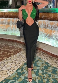 (Real Image)2022 Styles Women Fashion Instagram Styles Sequins Backless Maxi Dress