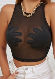 (Real Image)2022 Styles Women Fashion Instagram Styles Black Mesh Tank Tops