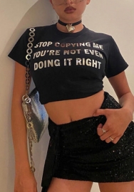 (Real Image)2022 Styles Women Fashion Summer TikTok&Instagram Styles Print Letter Short Sleeve Tee