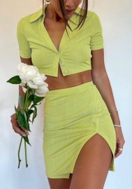 (Green)2022 Styles Women Fashion Summer TikTok&Instagram Styles Yellow Two Piece Dress