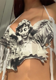 (Real Image)2022 Styles Women Fashion Summer TikTok&Instagram Styles Print Angel Tops