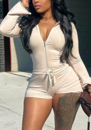 (Real Image)2022 Styles Women Fashion Summer TikTok&Instagram Styles Front Zipper Hoodie Romper