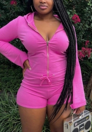 (Rose)2022 Styles Women Fashion Summer TikTok&Instagram Styles Front Zipper Hoodie Romper