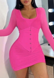 (Real Image)2022 Styles Women Fashion Summer TikTok&Instagram Styles Lace Up Long Sleeve Mini Dress