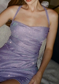 (Purple)2022 Styles Women Fashion Summer TikTok&Instagram Styles Strap Backless Mini Dress