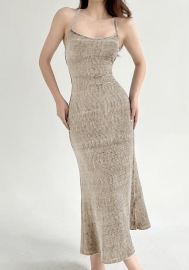 (Apricot)2022 Styles Women Fashion Summer TikTok&Instagram Styles Strap Maxi Dress