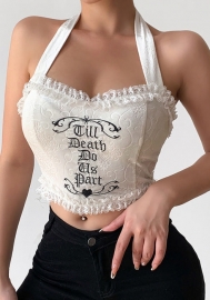 (Real Image)2022 Styles Women Fashion Summer TikTok&Instagram Styles Halter Lace Side Tank Tops
