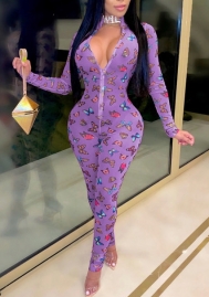 (Real Image)2022 Styles Women Fashion Summer TikTok&Instagram Styles Mesh Bufferfly Long Sleeve Jumpsuit