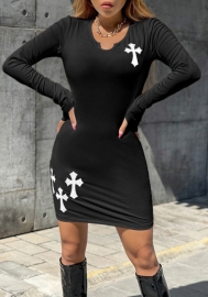 (Black)2022 Styles Women Fashion Summer TikTok&Instagram Styles Long Sleeve Mini Dress