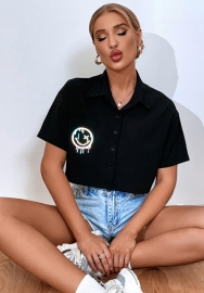 (Only Tops)(Real Image)2022 Styles Women Fashion Summer TikTok&Instagram Styles  Front Button Black Shirts