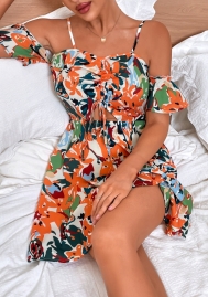 (Real Image)2022 Styles Women Fashion Summer TikTok&Instagram Styles Cut Out Floral Mini Dress