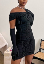 (Black)2022 Styles Women Fashion Summer TikTok&Instagram Styles Off Shoulder Irregular Club Dress