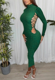 (Real Image)2022 Styles Women Fashion Summer TikTok&Instagram Styles Double Lace Up Green Maxi Dress