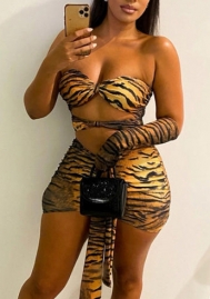 (Real Image)2022 Styles Women Fashion Summer TikTok&Instagram Styles Print Tiger Cut Out Club Dress