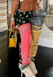(Real Image)2022 Styles Women Fashion Summer TikTok&Instagram Styles Print Contrast Color Long Pants
