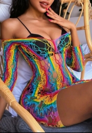 (Real Image)2022 Styles Women Fashion Summer TikTok&Instagram Styles Off Shoulder Sweater Colorful Hollow Mini Dress