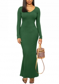 (Real Image)2022 Styles Women Fashion Summer TikTok&Instagram Styles Round Neck Long Sleeve Maxi Dress