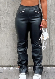 (Real Image)2022 Styles Women Fashion Spring&Winter TikTok&Instagram Styles Black PU Long Pants