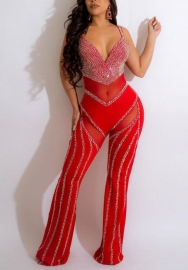 (Red)(Plus Size)2022 Styles Women Fashion Spring&Winter TikTok&Instagram Styles Sequin Strap Jumpsuit