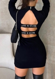 (Real Image)2022 Styles Women Fashion Spring&Winter TikTok&Instagram Styles Black Cut Out Long Sleeve Mini Dress