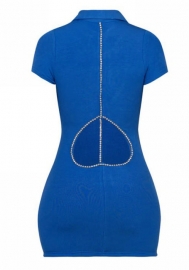 (Blue)2022 Styles Women Fashion Spring&Winter TikTok&Instagram Styles Back Cut Out Short Sleeve Mini Dress
