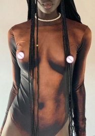 (Real Image)2022 Styles Women Fashion Spring&Winter TikTok&Instagram Styles Print Long Sleeve Bodysuit