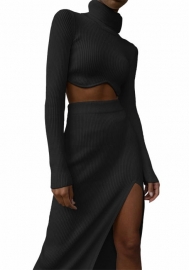 (Black)2022 Styles Women Fashion Spring&Winter TikTok&Instagram Styles Long Sleeve Two Piece Maxi Dress