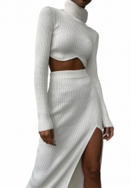 (White)2022 Styles Women Fashion Spring&Winter TikTok&Instagram Styles Long Sleeve Two Piece Maxi Dress