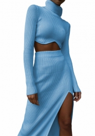 (Blue)2022 Styles Women Fashion Spring&Winter TikTok&Instagram Styles Long Sleeve Two Piece Maxi Dress