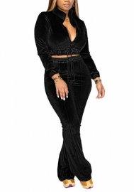 (Black)2022 Styles Women Fashion Spring&Winter TikTok&Instagram Styles Velvet Two Piece Suit