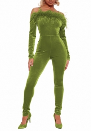 (Green)2022 Styles Women Fashion Spring&Winter TikTok&Instagram Styles Off Shoulder Tassel Jumpsuit