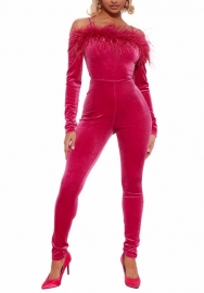 (Pink)2022 Styles Women Fashion Spring&Winter TikTok&Instagram Styles Off Shoulder Tassel Jumpsuit