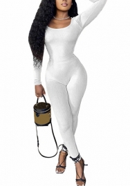 (White)2022 Styles Women Fashion Spring&Winter TikTok&Instagram Styles Solid Color Long Sleeve Jumpsuit