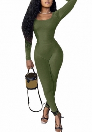 (Green)2022 Styles Women Fashion Spring&Winter TikTok&Instagram Styles Solid Color Long Sleeve Jumpsuit