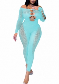 (Blue)2022 Styles Women Fashion Spring&Winter TikTok&Instagram Styles Lace Cut Out Jumpsuit