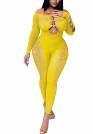 (Yellow)2022 Styles Women Fashion Spring&Winter TikTok&Instagram Styles Lace Cut Out Jumpsuit