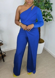 (Blue)2022 Styles Women Fashion Spring&Winter TikTok&Instagram Styles Single Shoulder Long Sleeve Jumpsuit