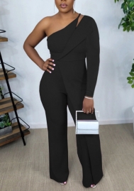 (Black)2022 Styles Women Fashion Spring&Winter TikTok&Instagram Styles Single Shoulder Long Sleeve Jumpsuit