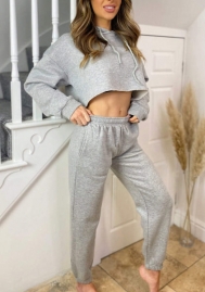 (Real Image)2022 Styles Women Fashion Spring&Winter TikTok&Instagram Styles Strap Solid Color Hoodie Two Piece Suit