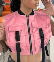 (Real Image)2022 Styles Women Fashion Spring&Winter TikTok&Instagram Styles Front Zipper Sleeveless Coat