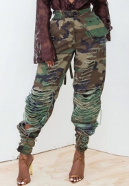 (Real Image)2022 Styles Women Fashion Spring&Winter TikTok&Instagram Styles Camouflage Ripped Long Pants