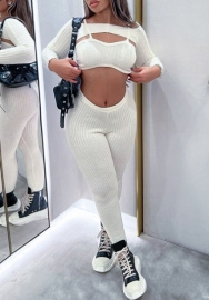 (Real Image)2022 Styles Women Fashion Spring&Winter TikTok&Instagram Styles White Three Piece Suit