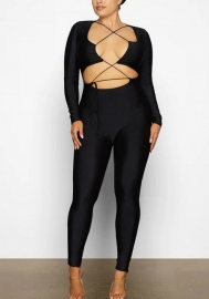 (Real Image)2022 Styles Women Fashion Spring&Winter TikTok&Instagram Styles Solid Color Lace Up Jumpsuit