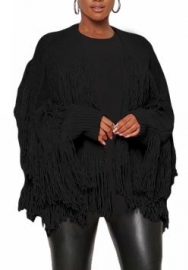 (Black)2022 Styles Women Sexy Spring&Winter TikTok&Instagram Styles Tassel Sweater Coats